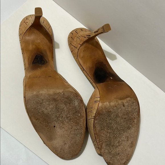 Manolo Blahnik Natural Cork Astuta Open Toe Slide Heels Size 39/8.5 - Picture 9 of 16